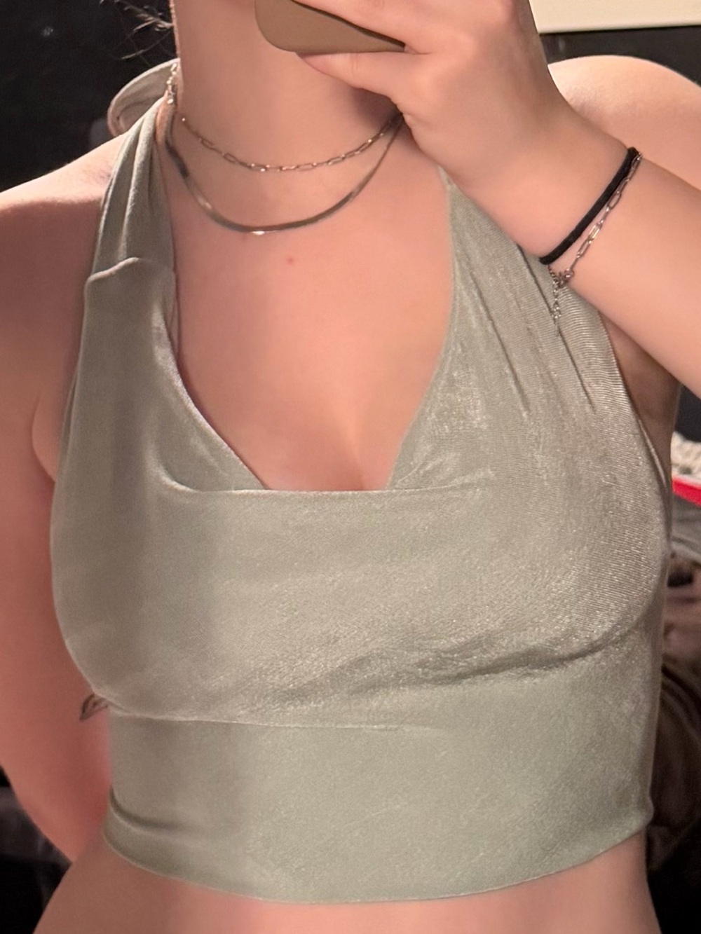Sage Green Halter Crop Going Out Top